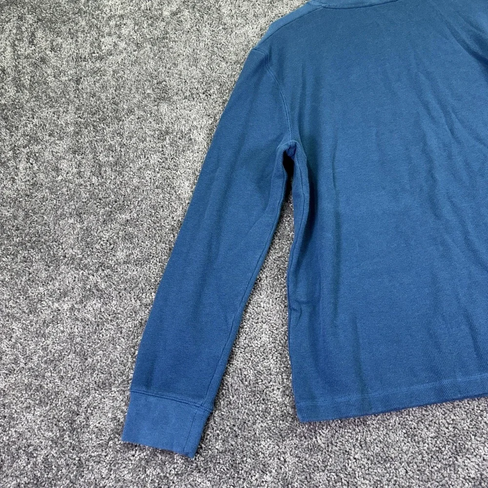 Banana Republic Shirt Mens Large Blue Thermal Waffle Knit Long Sleeve Crew Neck
